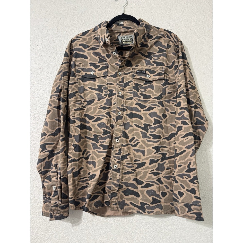 Burlebo Men's Camo Button Down M Hunting Outdoor Western New